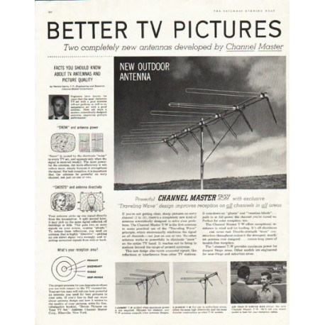1956 Channel Master Vintage Ad "Better TV Pictures" pic