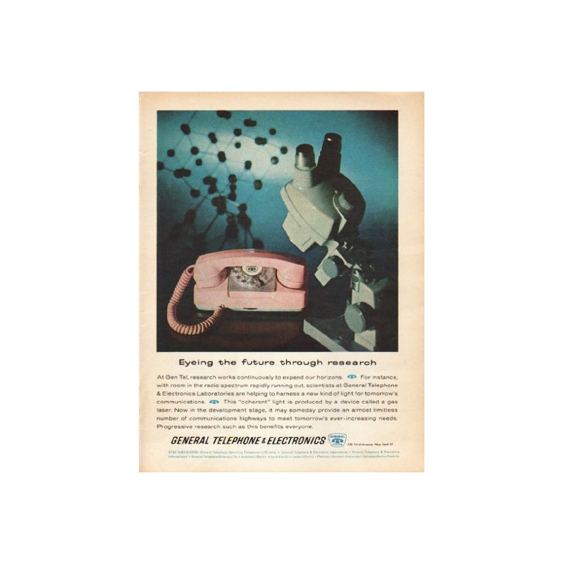 1962 General Telephone & Electronics Vintage Ad "Eyeing the future"