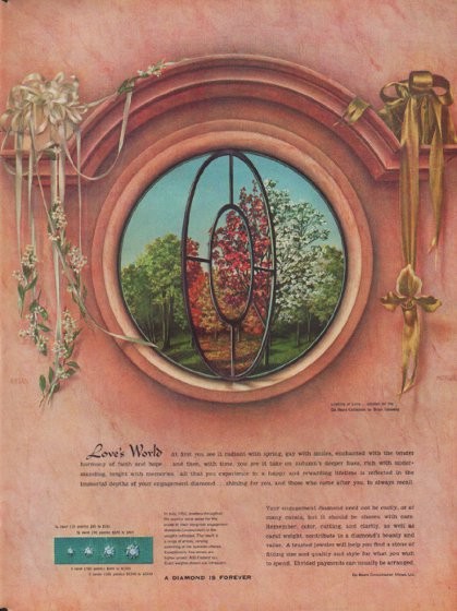 1958 De Beers Diamond Ad ~ Constellation Columba, Vintage Jewelry & Pen Ads