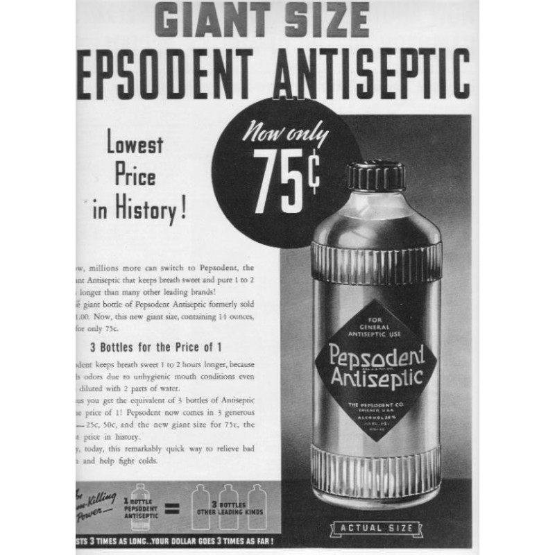 1937 Pepsodent Antiseptic Ad 