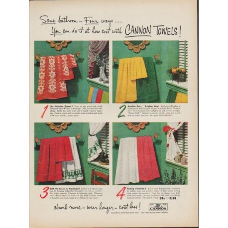 1950 Cannon Towels Vintage Ad, Advertising Art, Bath Towels