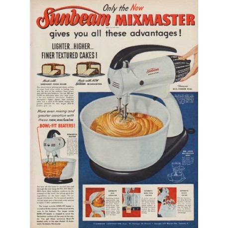 Vintage Sunbeam Deluxe 12 Speed Mixmaster Chrome W/ Bowl Beaters Dough Hooks