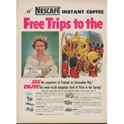 1953 Nescafe Ad "Free Trips"