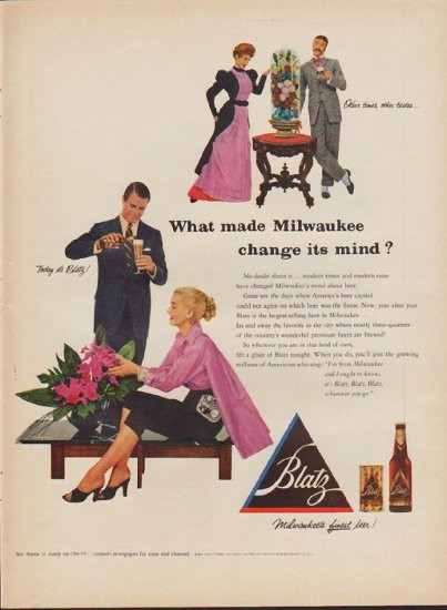 1954 Blatz Beer Vintage Ad Golden Flavor