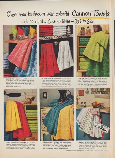 1940 Cannon Towels Vintage Ad, 1940's Housewife, Retro Ad