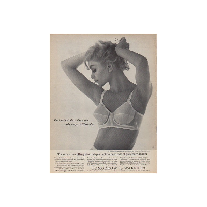 Vintage Lingerie Advertisement for 1949 Warner's 3-way-sized Bra 