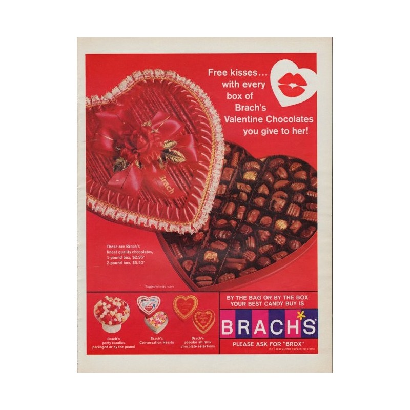 1967 Brach's Candy Ad Valentine Chocolates