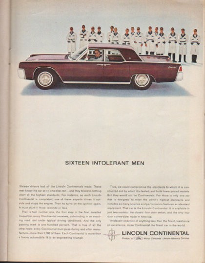 1963 Lincoln Continental Vintage Ad 