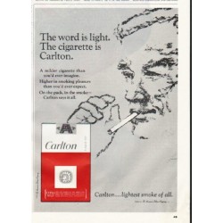 1965 Carlton Cigarettes Ad "The word is light"