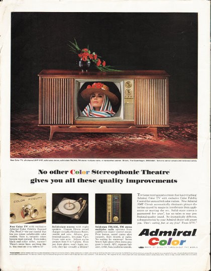 1964 Admiral TV Vintage Ad 