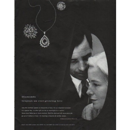 Vintage advertising print ad De Beers Diamond ring another Year older laugh  1972