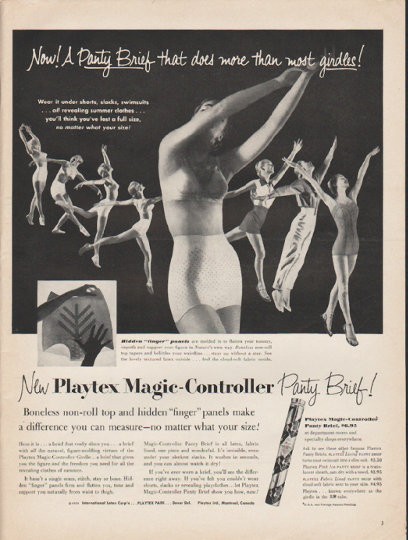 1950 VINTAGE GIRDLE AD PLAYTEX Invisable Pink Ice GIRDLE in a tube