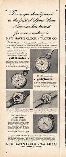 1953 New Haven Clock & Watch Co. Vintage Ad 