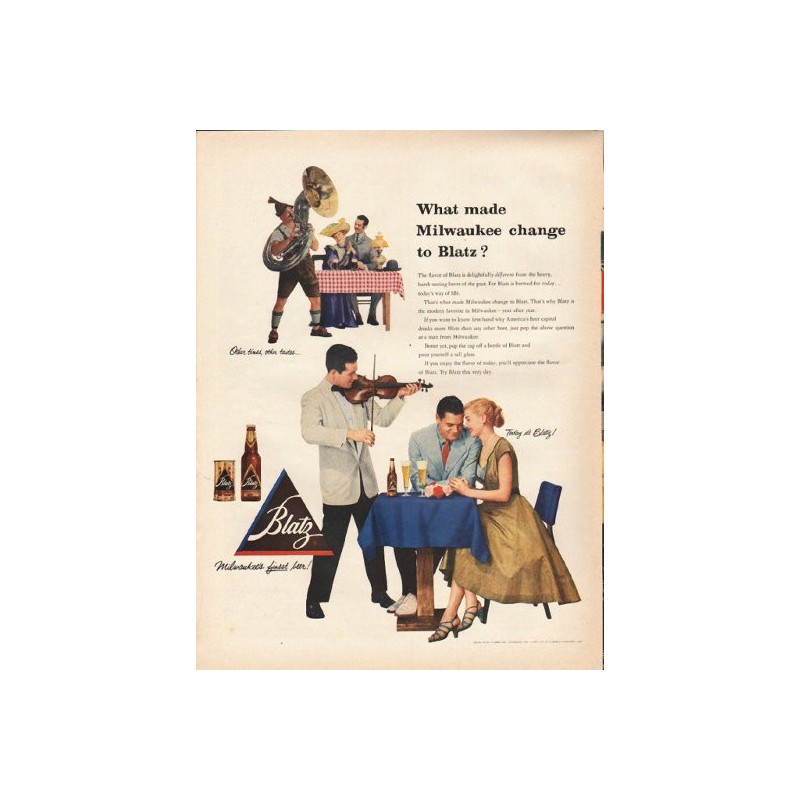 1954 Blatz Beer Vintage Ad, Advertising Art, Milwaukee, Print Ad