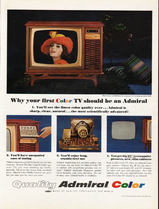 1965 Admiral Television Vintage Ad 