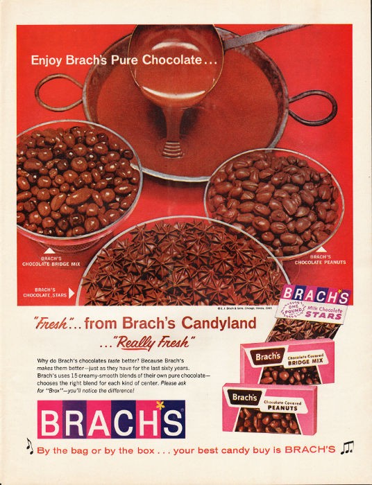 1961 Brach's Candy Vintage Ad Pure Chocolate