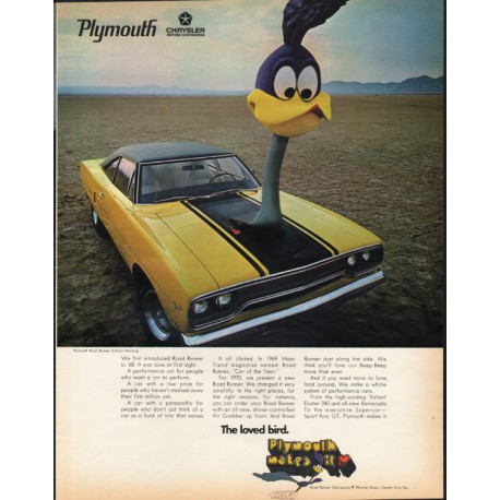 1969 Plymouth Road Runner Vintage Ad 