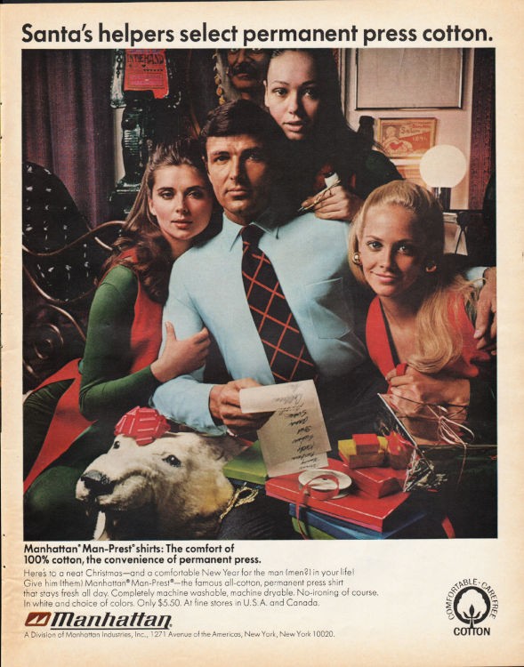 1969 Manhattan Shirts Vintage Ad 