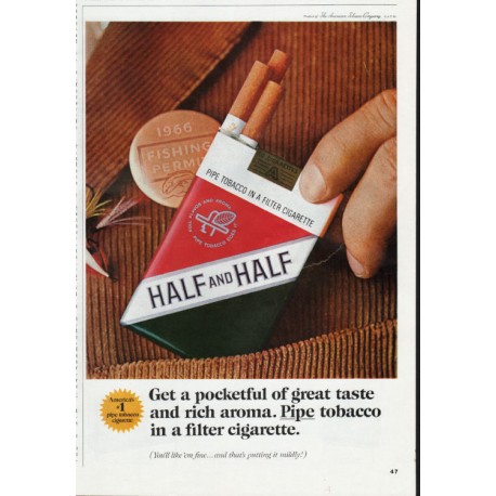 1966 Half and Half Cigarettes Ad "Get a pocketful"